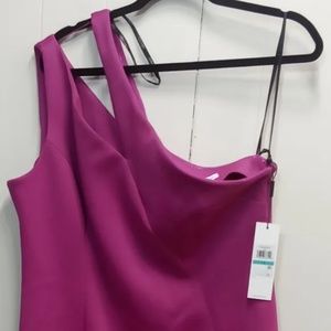 Calvin Klein Women'S Magenta One Shoulder Dress (Size 16) Nwt